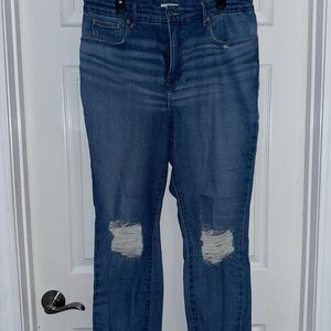 Good American Blue Distressed Straight Leg Jeans